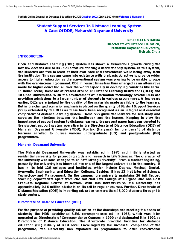 (PDF) Student Support Services In Distance Learning System A Case Of ...