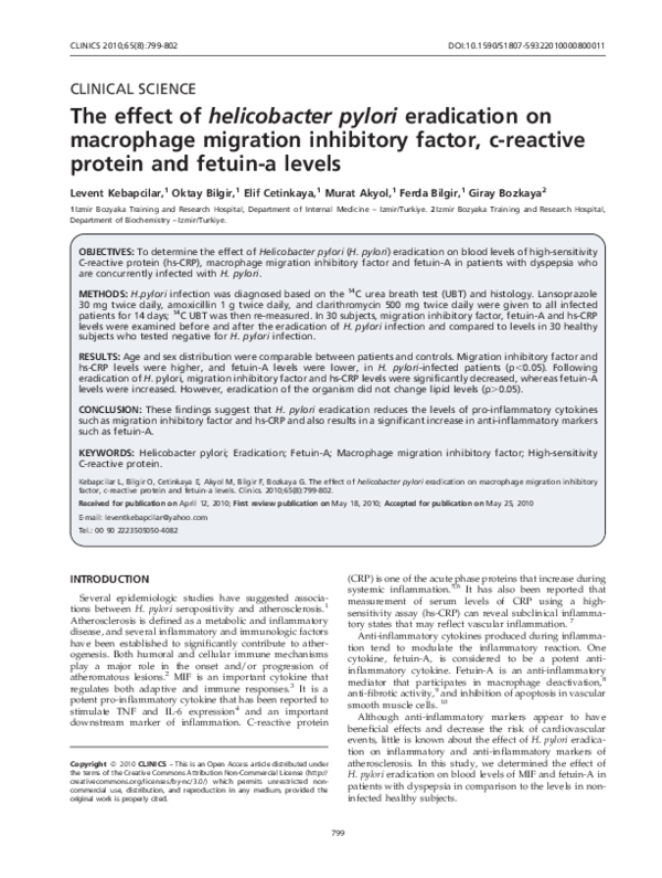 (PDF) The effect of Helicobacter pylori eradication on migraine: a ...