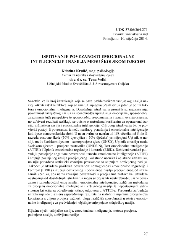 (PDF) Study of relationship between emotional intelligence and violence ...