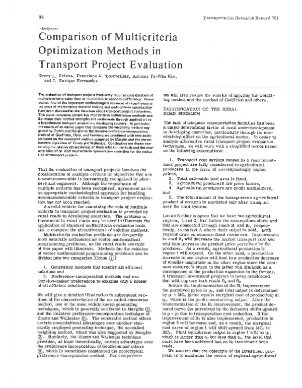 (PDF) Comparison of Multicriteria Optimization Methods in Transport ...