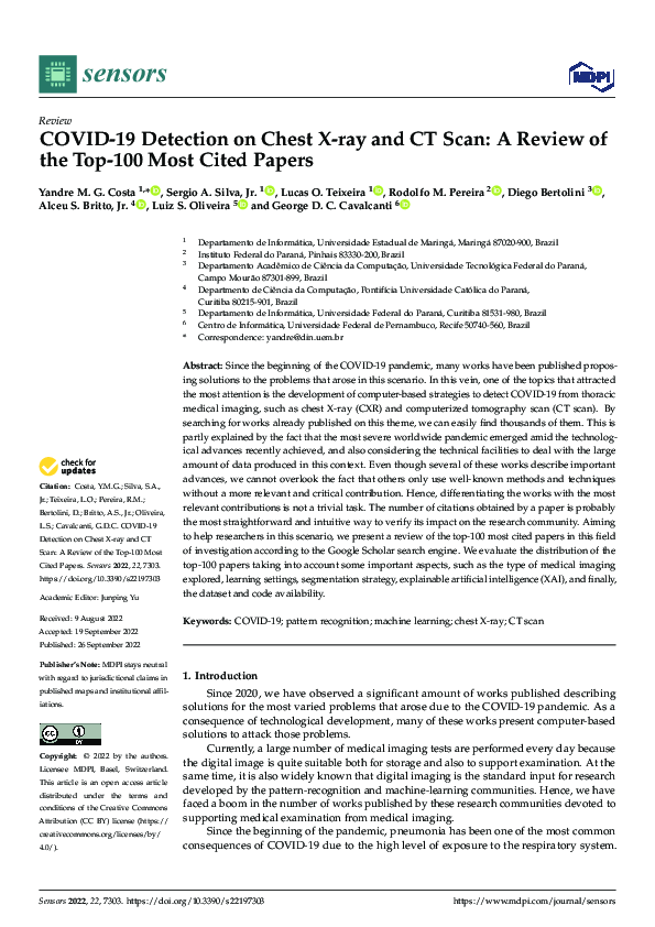 (PDF) COVID-19 Detection on Chest X-ray and CT Scan: A Review of the ...