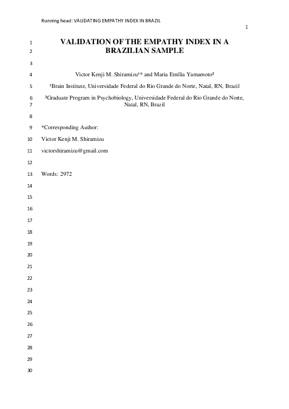 (PDF) Validation of the Empathy Index in a Brazilian Sample