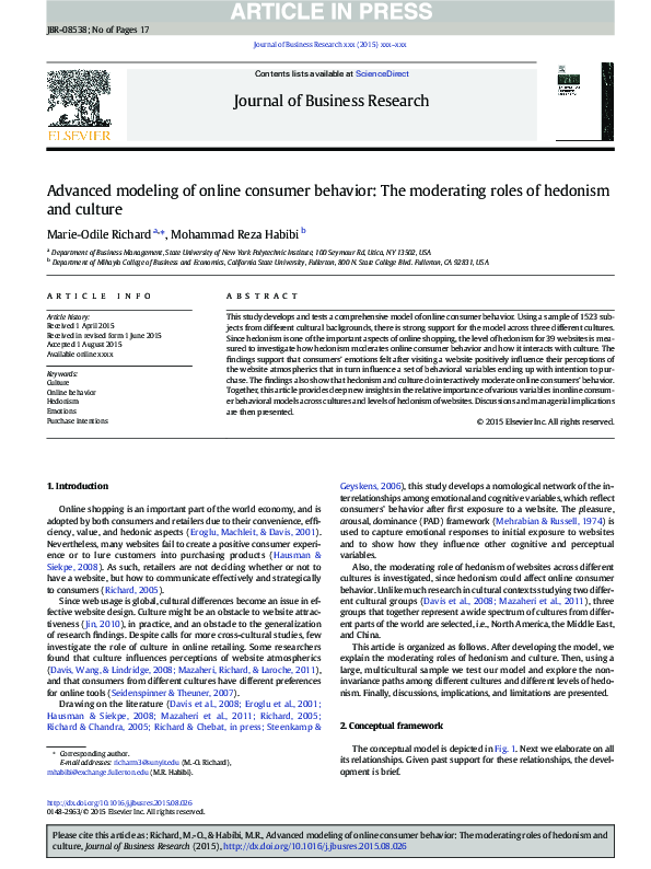 (PDF) Advanced modeling of online consumer behavior: The moderating ...