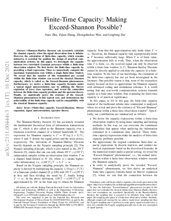 (PDF) Finite-Time Capacity: Making Exceed-Shannon Possible?