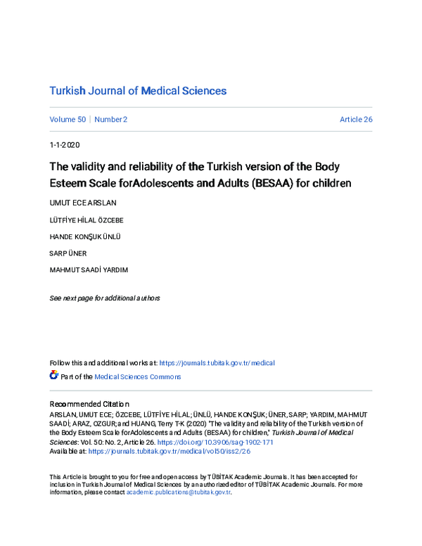 (PDF) The validity and reliability of the Turkish version of the Body ...