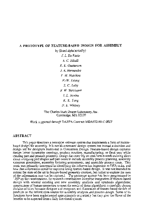 (PDF) A prototype of feature-based design for assembly
