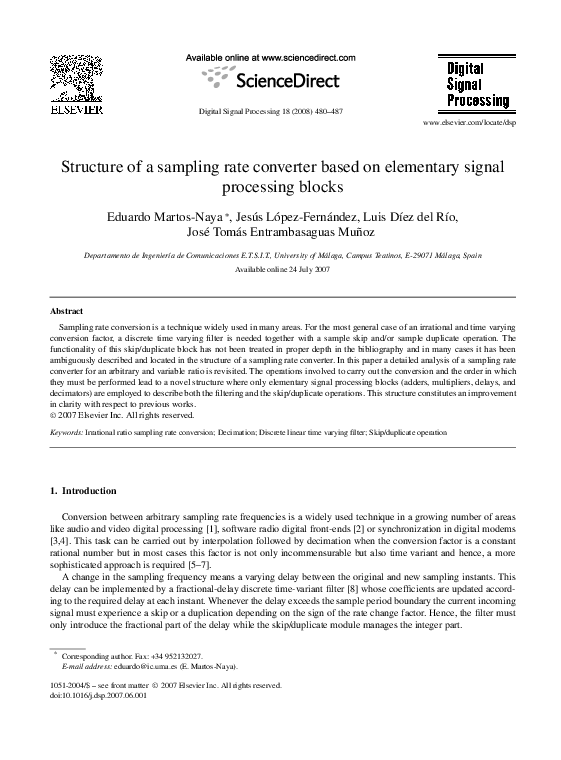  pdf elementary blocks in variable sampling rate conversion