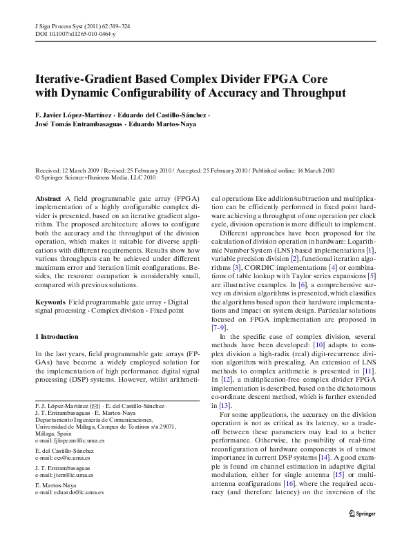 (PDF) Iterative-Gradient Based Complex Divider FPGA Core with Dynamic ...