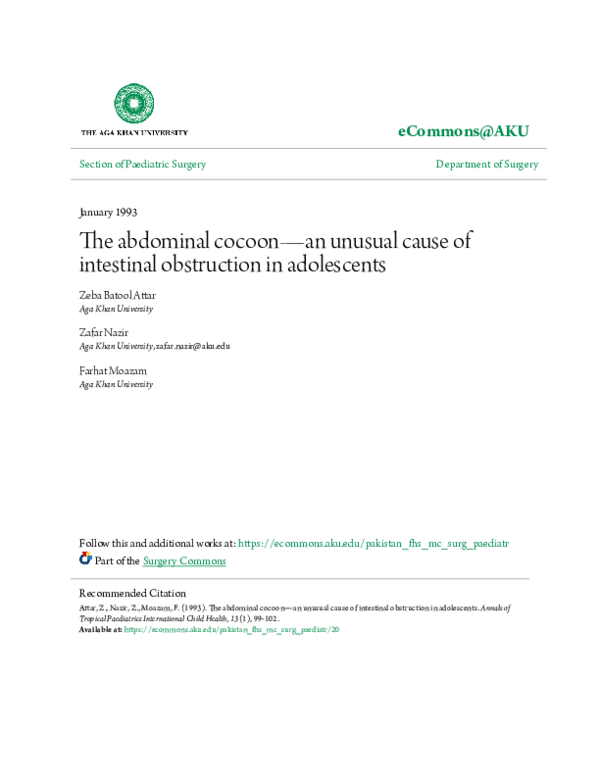 (PDF) The abdominal cocoon—an unusual cause of intestinal obstruction ...