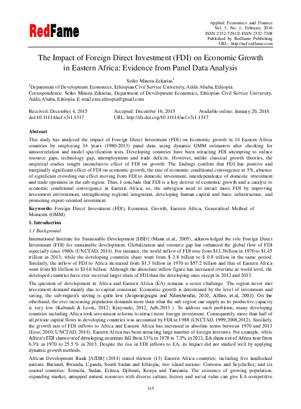 (PDF) The Impact of Foreign Direct Investment (FDI) on Economic Growth ...