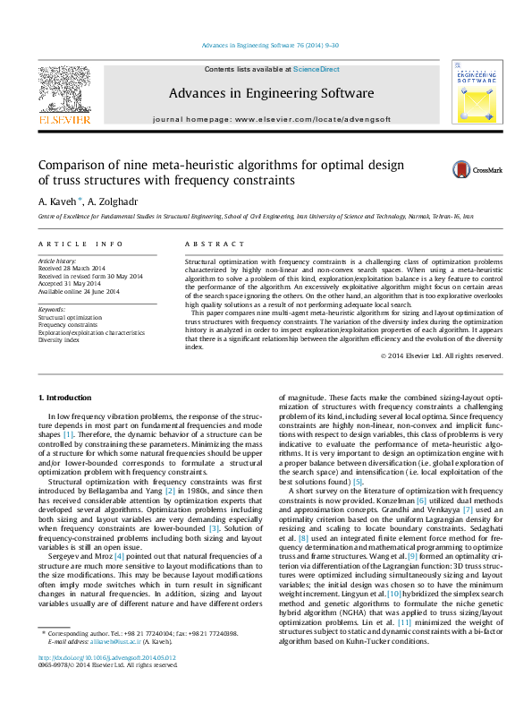 (PDF) Comparison of nine meta-heuristic algorithms for optimal design ...