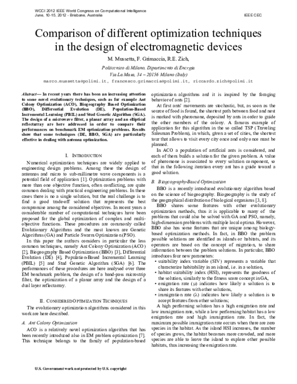 (PDF) Comparison of different optimization techniques in the design of ...