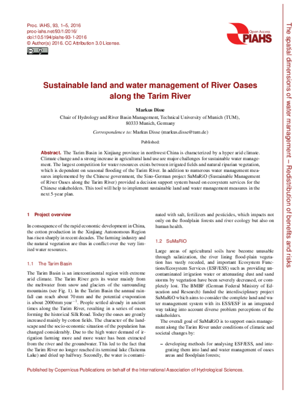 (PDF) Sustainable land and water management of River Oases along the ...