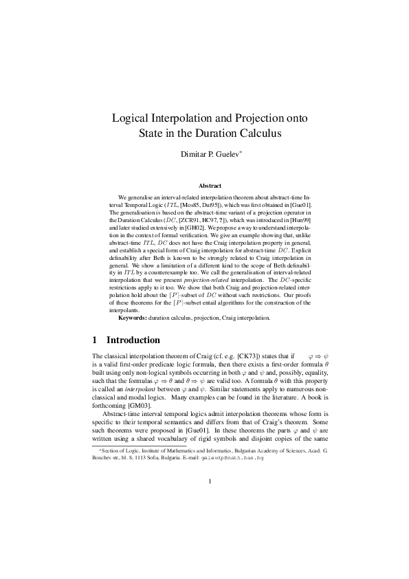 (PDF) Logical Interpolation and Projection onto State in the Duration ...