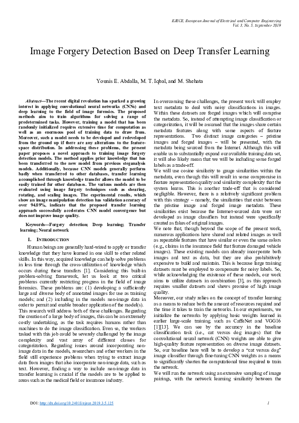 (PDF) Image Forgery Detection Based on Deep Transfer Learning