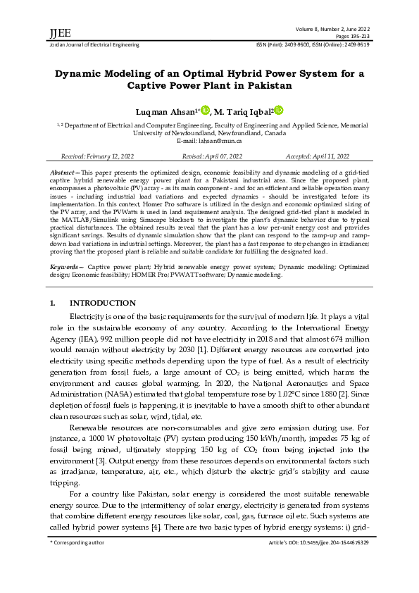 (PDF) Dynamic Modeling of an Optimal Hybrid Power System for a Captive ...