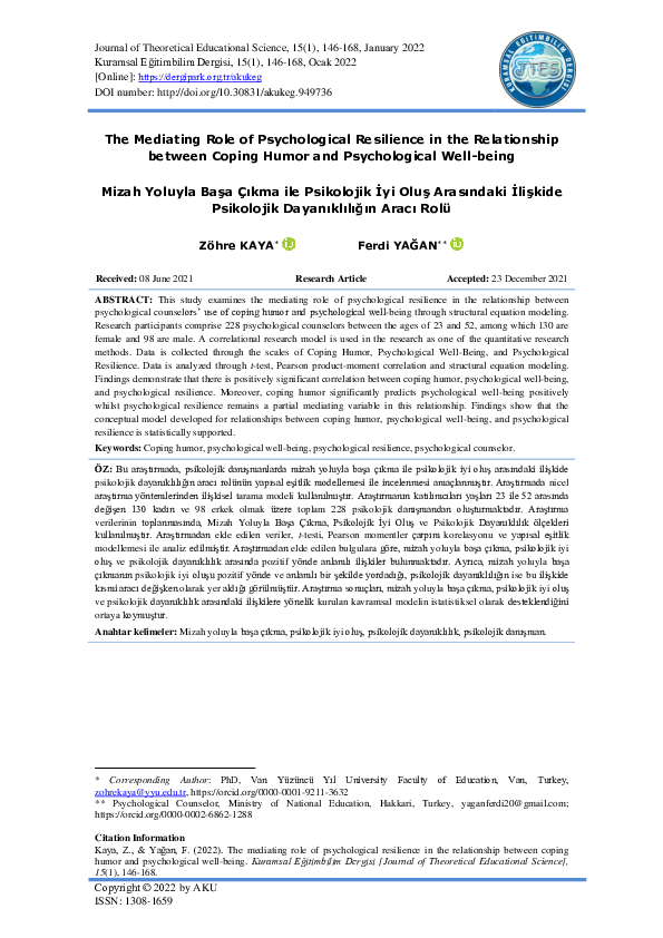 (PDF) The Mediating Role of Psychological Resilience in the ...