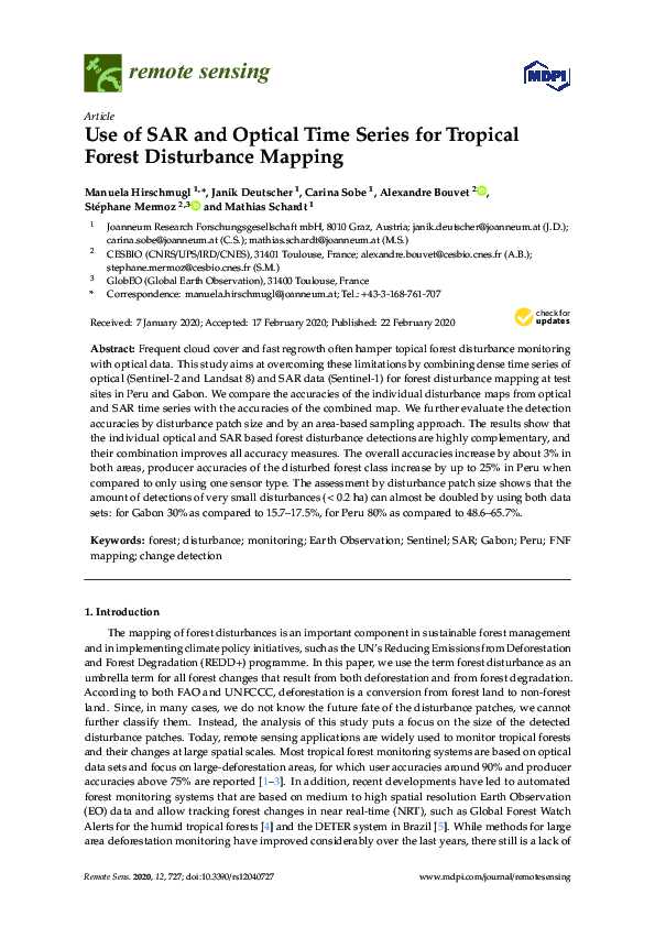 (PDF) Use of SAR and Optical Time Series for Tropical Forest ...