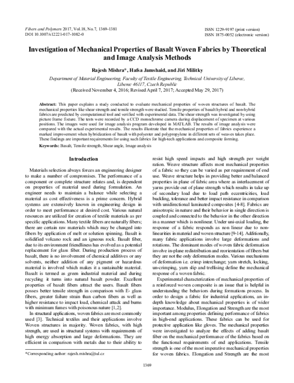 (PDF) Investigation of mechanical properties of basalt woven fabrics by ...