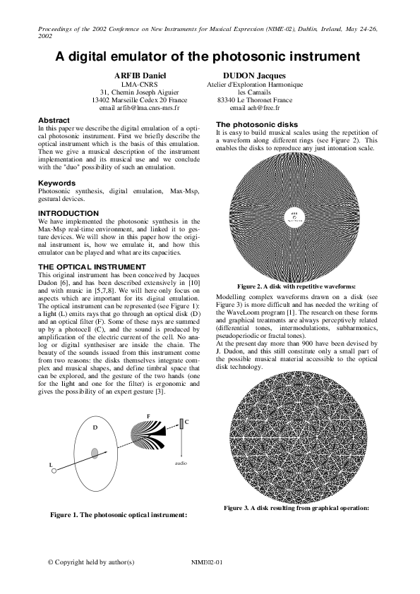 (PDF) A digital emulator of the photosonic instrument
