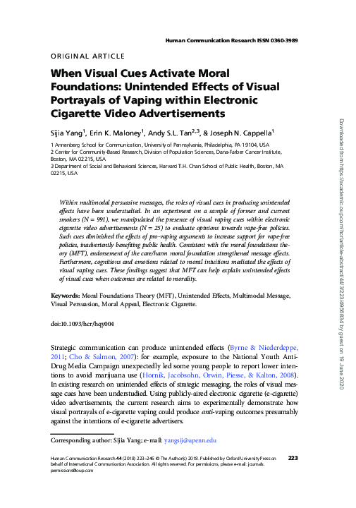(PDF) When Visual Cues Activate Moral Foundations: Unintended Effects ...