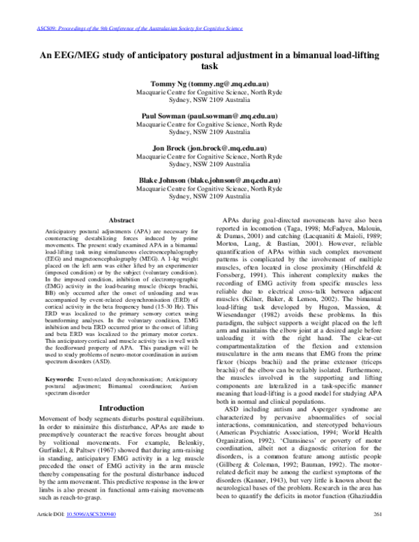 (PDF) An EEG/MEG study of anticipatory postural adjustment in a ...