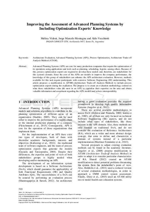 (PDF) Improving the Assesment of Advanced Planning Systems by Including ...