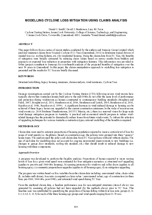 (PDF) Modelling cyclone loss mitigation using claims analysis
