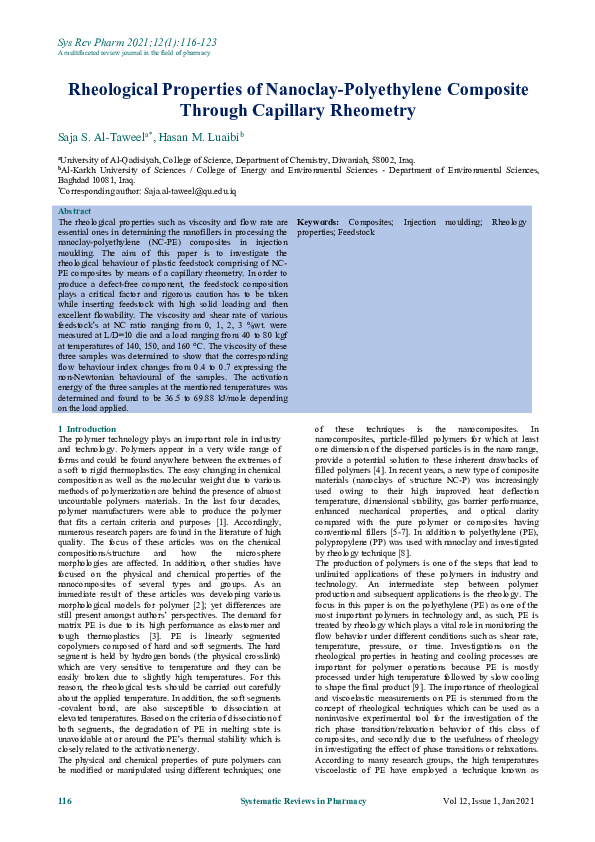 (PDF) Rheological Properties of Nanoclay-Polyethylene Composite Through ...