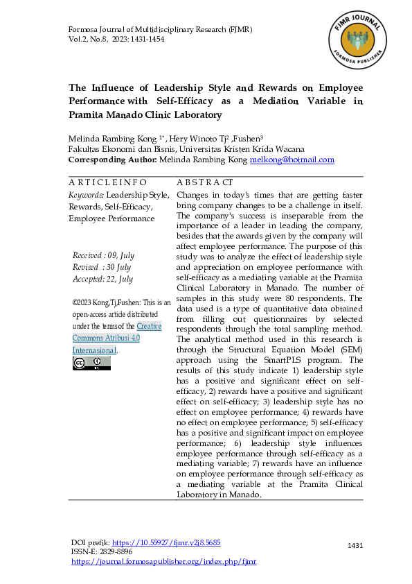 (PDF) The Influence of Leadership Style and Rewards on Employee ...