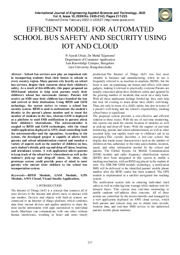 (PDF) Efficient Model for Automated School Bus Safety and Security ...