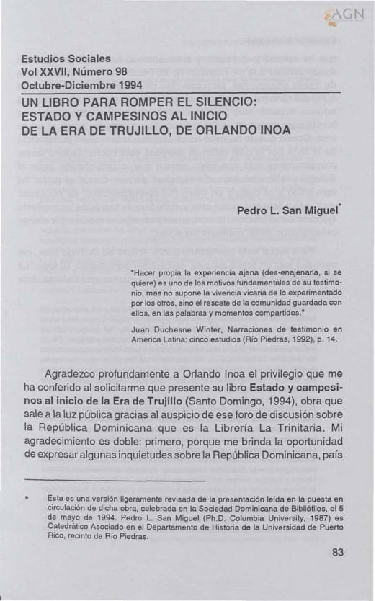 (PDF) UN LIBRO PARA ROMPER EL SILENCIO: ESTADO y CAMPESINOS AL INICIO ...
