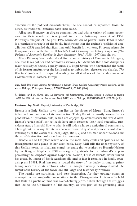 (PDF) LUCY RIALL. Under the Volcano: Revolution in a Sicilian Town