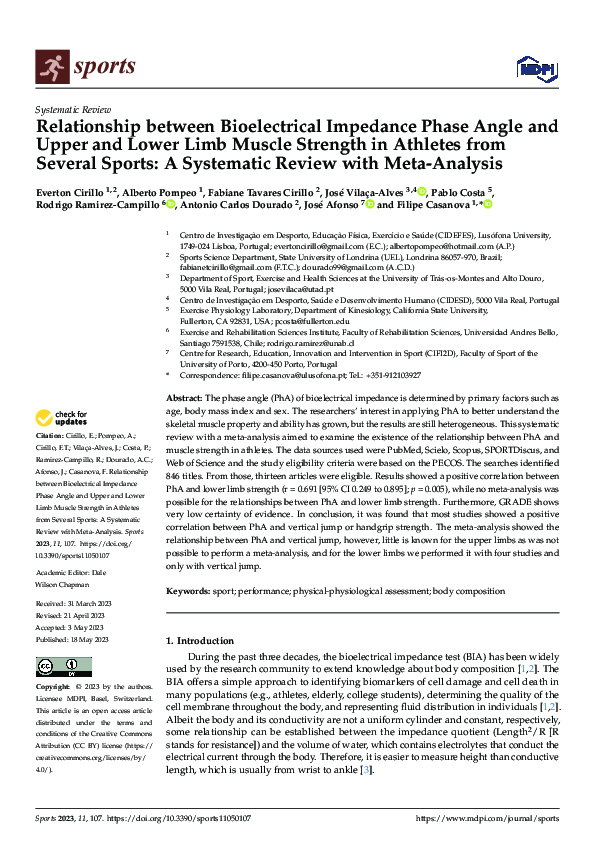 (PDF) Relationship between Bioelectrical Impedance Phase Angle and ...