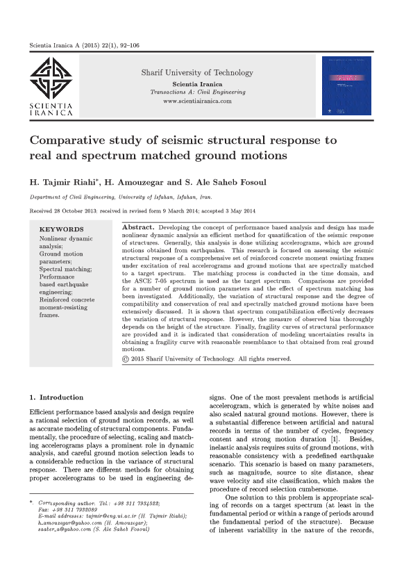 (PDF) Comparative study of seismic structural response to real and ...