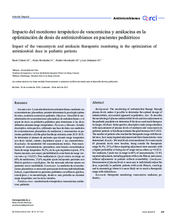 (PDF) [Impact of the vancomycin and amikacin therapeutic monitoring in ...
