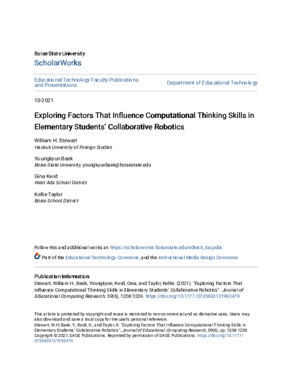 (PDF) Exploring Factors That Influence Computational Thinking Skills in ...