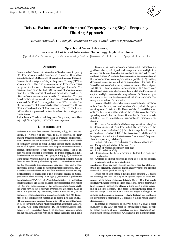 (PDF) Robust Estimation of Fundamental Frequency Using Single Frequency ...