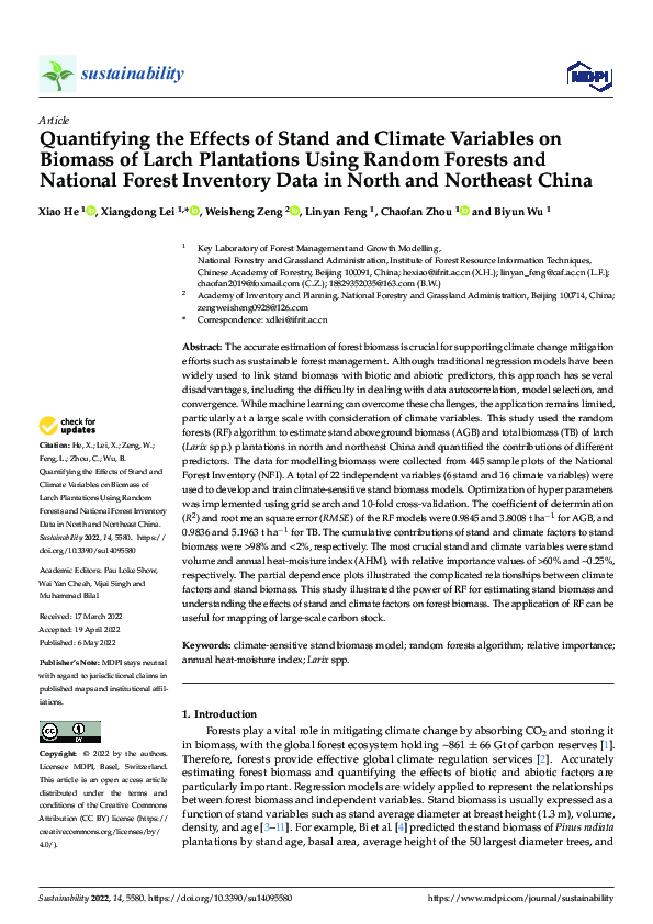 (PDF) Quantifying the Effects of Stand and Climate Variables on Biomass ...