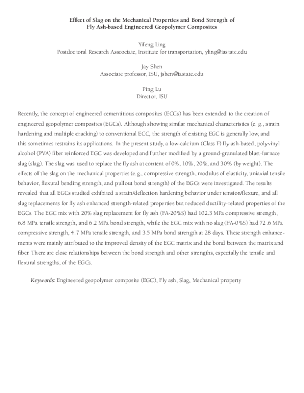 (PDF) Effect of slag on the mechanical properties and bond strength of ...