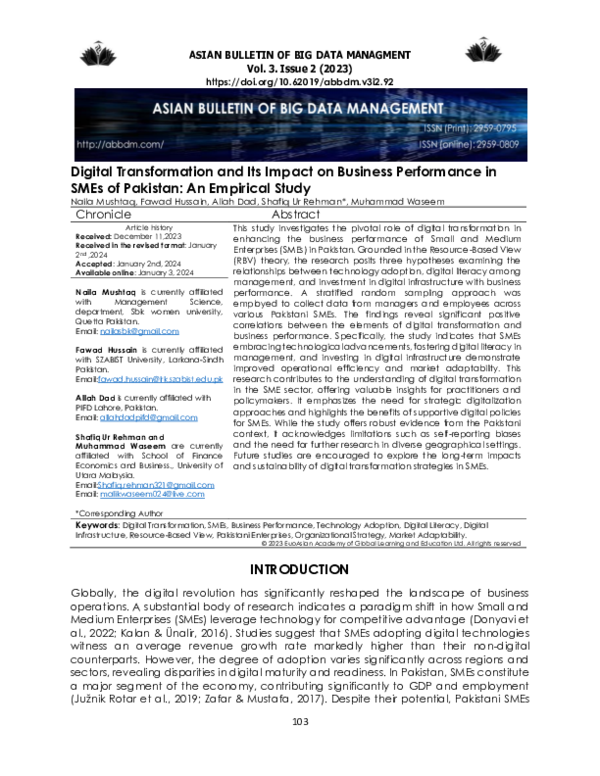 (PDF) Digital Transformation and Its Impact on Business Performance in ...