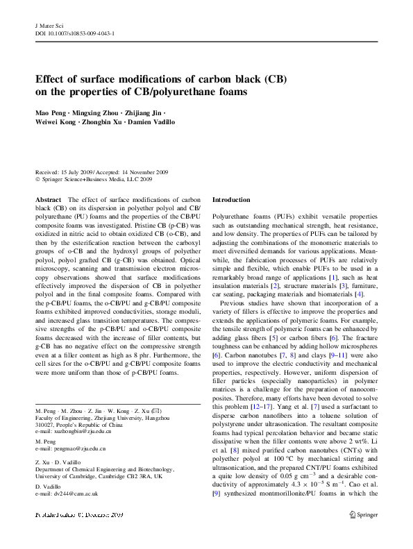 (PDF) Effect of Surface Modifications of Carbon Black (CB) on the ...