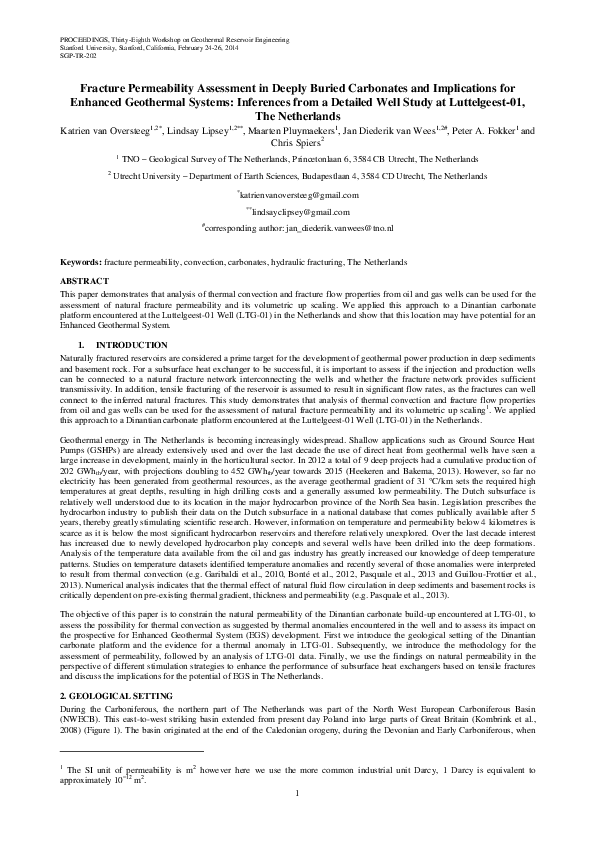 (PDF) Fracture Permeability Assessment in Deeply Buried Carbonates and ...