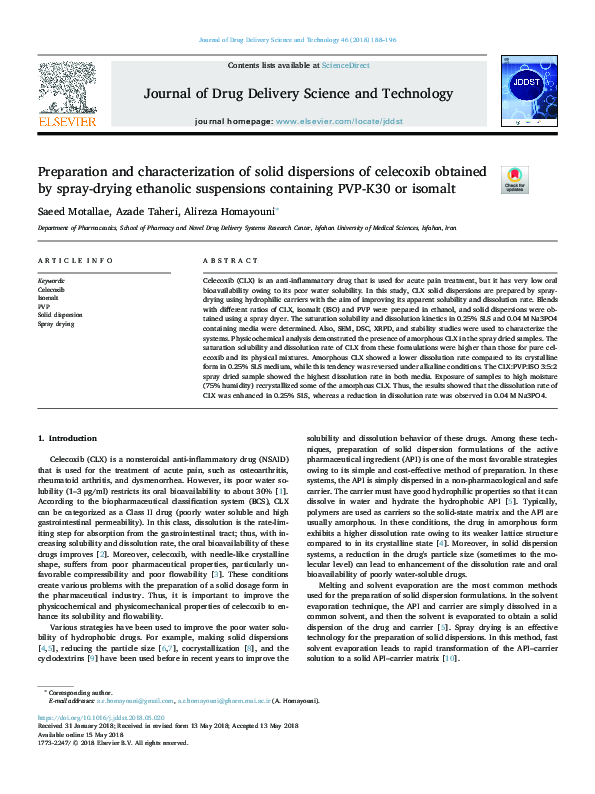 (PDF) Preparation and Characterization of Solid Dispersions of Rofecoxib
