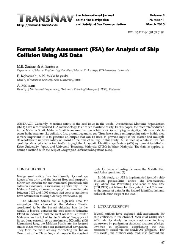 (PDF) Formal Safety Assessment (FSA) for Analysis of Ship Collision ...