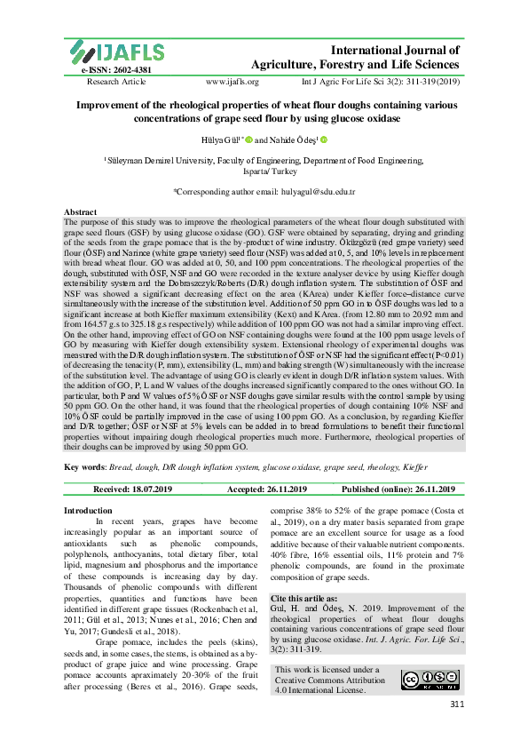 (PDF) Improvement of the rheological properties of wheat flour doughs ...