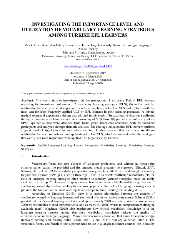 (PDF) Investigating the Importance Level and Utilization of Vocabulary ...