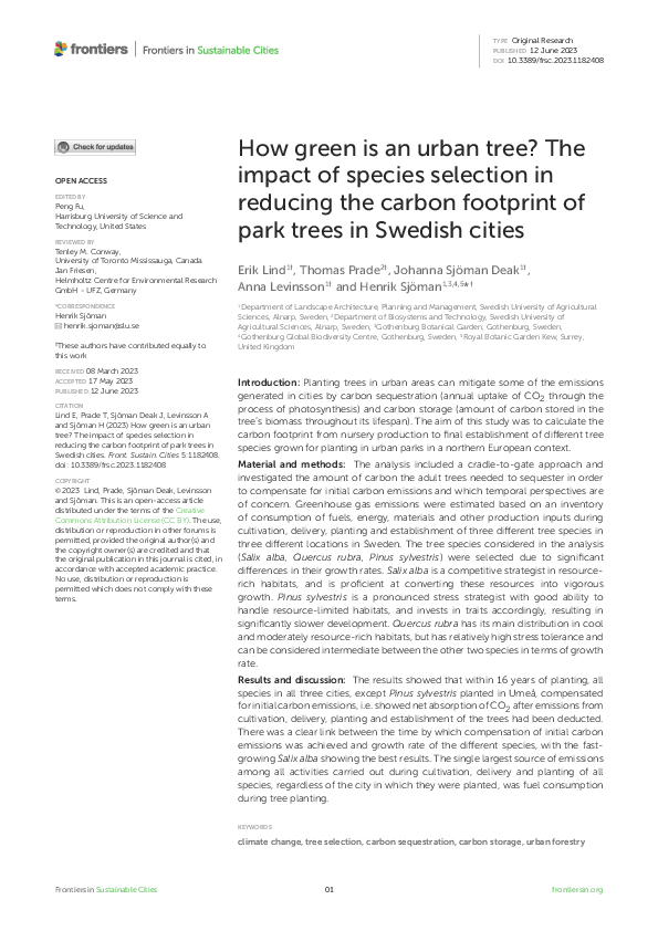 (PDF) How green is an urban tree? The impact of species selection in ...