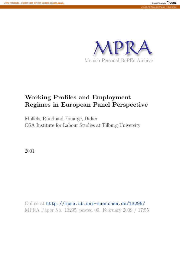 (PDF) Working Profiles and Employment Regimes in Europe