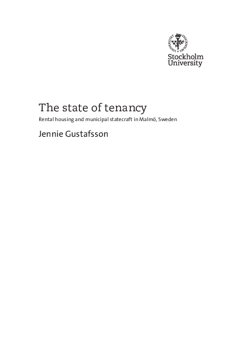 (PDF) The state of tenancy in Sweden, historically until today